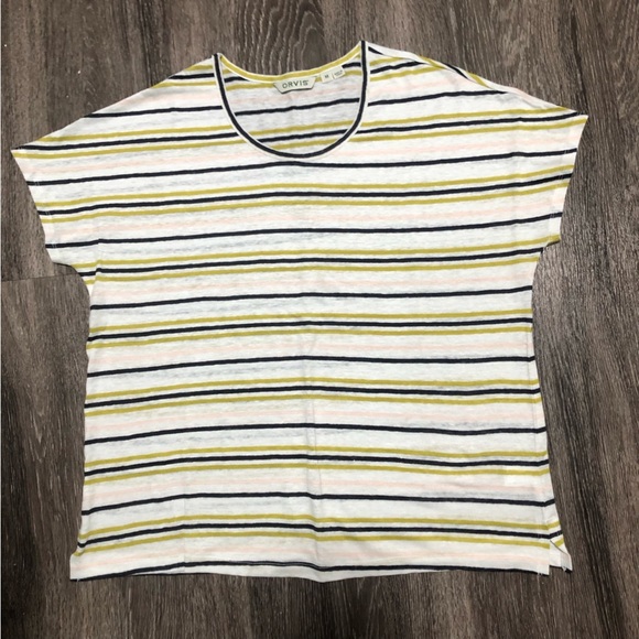 Orvis 100% Linen Striped T-shirt - Multicolor - Picture 1 of 4